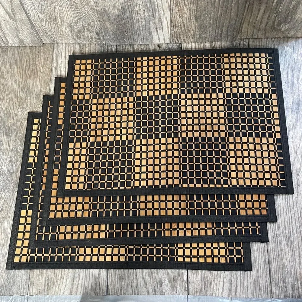 Set of 4 Bamboo Placemats for Dining Mats Kitchen Washable Heat Resistant